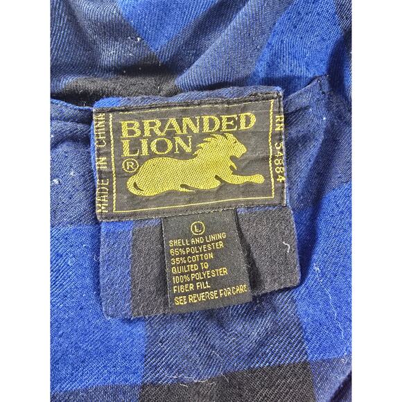Branded Lion Reversible Buffalo Plaid Vest Men’s L Red Blue Quilted Lumberjack - Picture 5 of 5